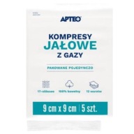 STERILNÉ PLYNOVÉ KOMPRESY APTEO STAROSTLIVOSŤ 9 CMX9 CM 17 NITÍ 5 KS JEDNODUCHÉ BALENIE