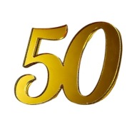 Číslo 50 Dekorácia na bok narodeninovej torty 8cm Plexisklo
