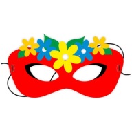 Papierová MASK FLOWERS lady SPRING RED guma