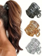 CAP HAIR CLIP Držiak na gumičku do chvosta 3 ks ZLATÝ STRIEBORNÝ GRAFIT
