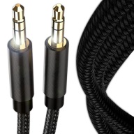 MINI JACK AUDIOVÝ KÁBEL 3,5 MM AUX DLHÝ PEVNÝ VYZTUŽENÝ NYLONOVÝ KÁBEL 1 m