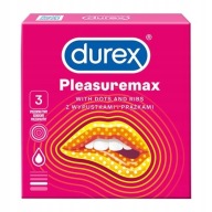 Durex Pleasuremax kondómy s prúžkami a výstupkami, ktoré umocňujú orgazmus, 3 ks.