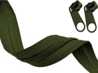 Zips páska 5mm špirálový zips OLIVOVÝ 10m + 20 zipsov