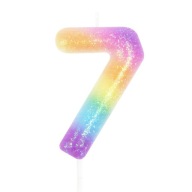 Tortová sviečka číslo 7 Seven Seven Rainbow s GLITROM