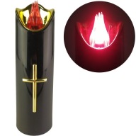 LED VLOŽKA ČIERNY ZLATÝ KRÍŽ NA SVIEČKY SVIEČKA ČERVENÝ PLAMEŇ 17,5cm