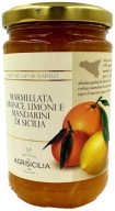 Pomarančový, citrónový a sicílsky mandarínkový džem Agrisicilia 360 g.