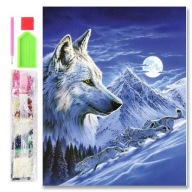 4070005 DIAMANTOVÁ MOZAIKA 40x30 VLK V SNEHNÝCH HORÁCH