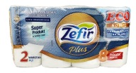 Toaletný papier Zefir biely, 2 vrstvy, 8 roliek