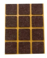 PLSTENÉ PODLOŽKY na stoličky, nábytok, stoly, HNEDÉ, samolepiace, 28 mm x 28 mm