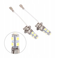 2x LED ŽIAROVKY H3 5050 9 SMD DC12V 6500K BIELA ​​AUTO HMLOVKA