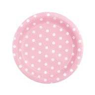 Papierové dosky s RUŽOVÝMI bodkami 6ks 18cm narodenin