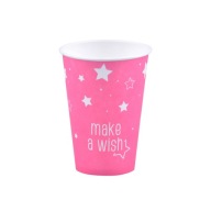 Make a Wish Pink Birthday Stars papierové poháre 200 ml, 8 ks.