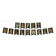 BANNER Girlandový nápis HAPPY HALLOWEEN čierne zlato