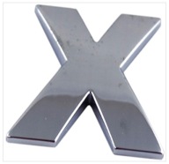 F5J19 ZNAK PÍSMENO CHROMOVANÉ PÍSMENO X X VEĽKÉ 5,6CM 49871