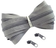 Špirálová páska na zips 3 mm ŠEDÝ zips 1 meter + 2 zipsy
