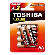 6x alkalické batérie TOSHIBA FINGERS LR6 AA