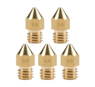 5 x mosadzná tryska MK8 0,5 mm 1,75 mm M6 Creality Ender 3 Pro V2 Set
