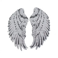 Strieborné flitre Wings nažehľovačka