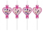 Papierové slamky s medailónikom Minnie Mouse, 4 ks