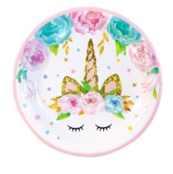 DÚHOVÝ JEDNOROŽEC papierové taniere 18 cm/6 ks