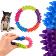 Veľké farebné hryzátko pre psov, hračka Soft Ring, 15 cm, hroty