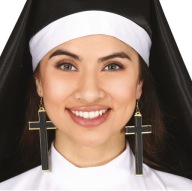 Krížikové náušnice Kostým Halloween Nun 9cm
