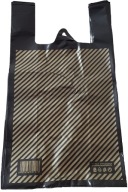 LDPE tašky, čierne so zlatými pruhmi, 30/2x8/54