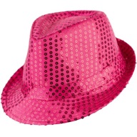 Klobúk FEDORA, flitrové klobúky, FUCHSIA flitre