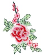 Nášivka ružová vyšívacia aplikácia FLOWER - 13cm