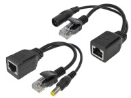 Pasívne adaptéry LAN-PoE RJ45/DC/PoE Injector+Splitter, set, čierne