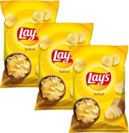 3x LAY'S Zemiakové lupienky, hladké, solené soľou, 130g
