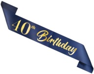 Birthday Sash 40 Birthday námornícka modrá a zlatá
