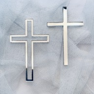 Topper na bočnú tortu Cross, 2 kusy, 2v1, strieborné plexi