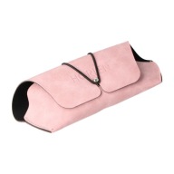 Puzdro na okuliare Horien Suede s gumičkou, ružové