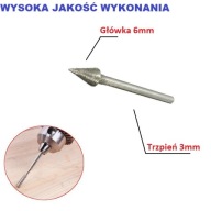 Diamantová kužeľová fréza, 6 mm brúsny kotúč