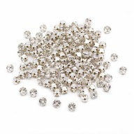 Kamienky na šitie, sklo/mosadz, okrúhle ploché číre 3x2,5 mm 144ks