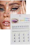 KRYŠTÁLOVÉ NÁLEPKY NA TVÁR kryštály PERLY DIAMANTY 3D OČI MAKEUP vlasy