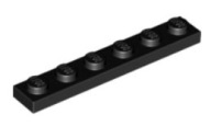 LEGO PLATE 1X6 ČIERNY Č. 3666 - 2 KS