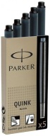 Náplne do plniaceho pera Parker, dlhé, 5 ks, čierne