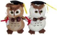 Školská sova maskot absolvent 2 farby - 15cm