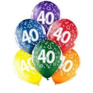 Narodeninové BALÓNY 40th BIRTHDAY mix farebný x6