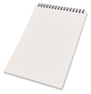 Zápisník A5, biela, modrá mriežka, 80 strán.