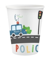 Jednorazové papierové poháre, narodeninové policajné auto, 6 ks