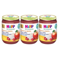 HiPP BIO Maliny a jablká s ryžovou kašou 3x190g