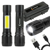 Výkonná nabíjateľná LED taktická baterka + ZOOM
