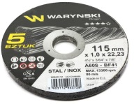 5x kotúč na rezanie kovu 115x1,0x22,23 WARYŃSKI
