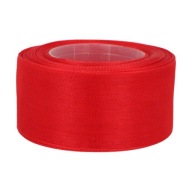 ŠIFÓNOVÁ STUHA ČERVENÁ POLYESTEROVÁ ORGANZOVÁ STUHA 40mm 3079