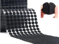 Samolepiace krúžky na suchý zips 10 mm, 126 párov, čierne