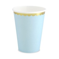 SVETLOMODRÉ papierové poháre, 220 ml, 6 ks, k ročným narodeninám