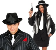 BIELA ​​Gangsterská kravata Alcapone Disguise Prom 20. roky 20. storočia, 45 cm
